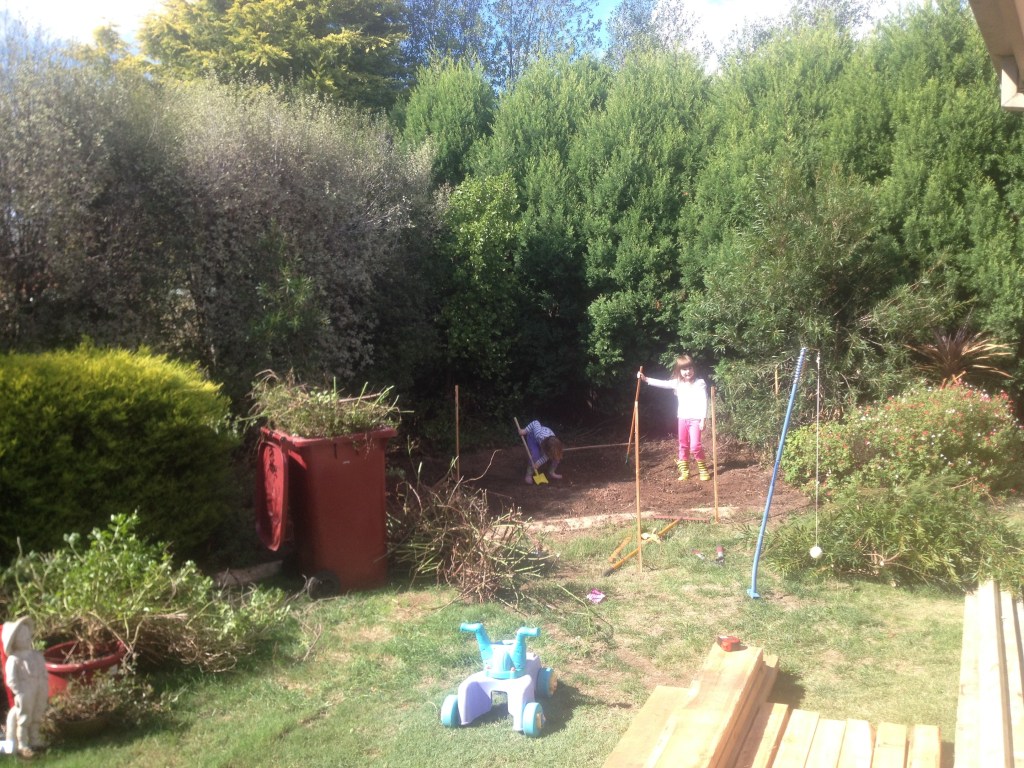 Clearing the site for the sandpit