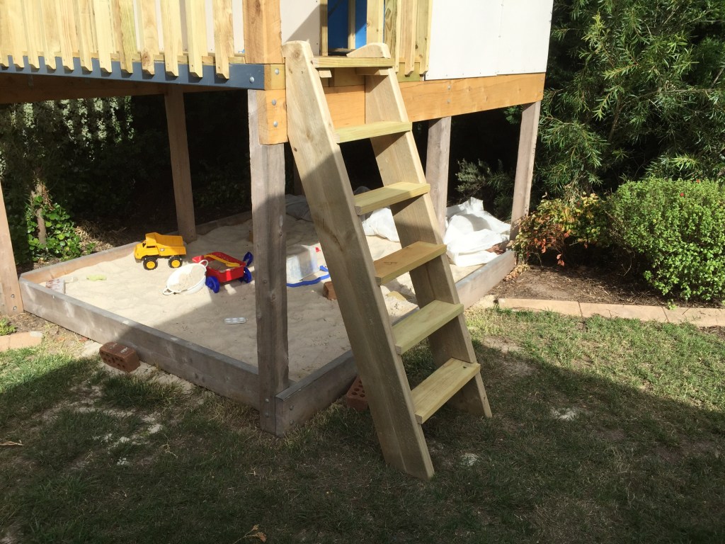 The ladder in place for the cubby