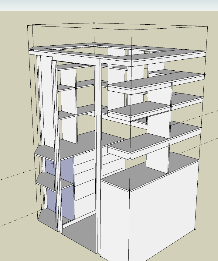 Sketchup model showing the shelving plan