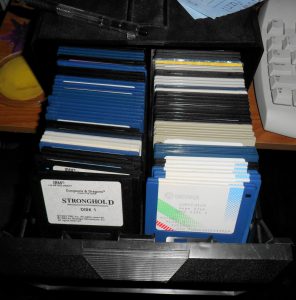 Disk box full of floppy disks